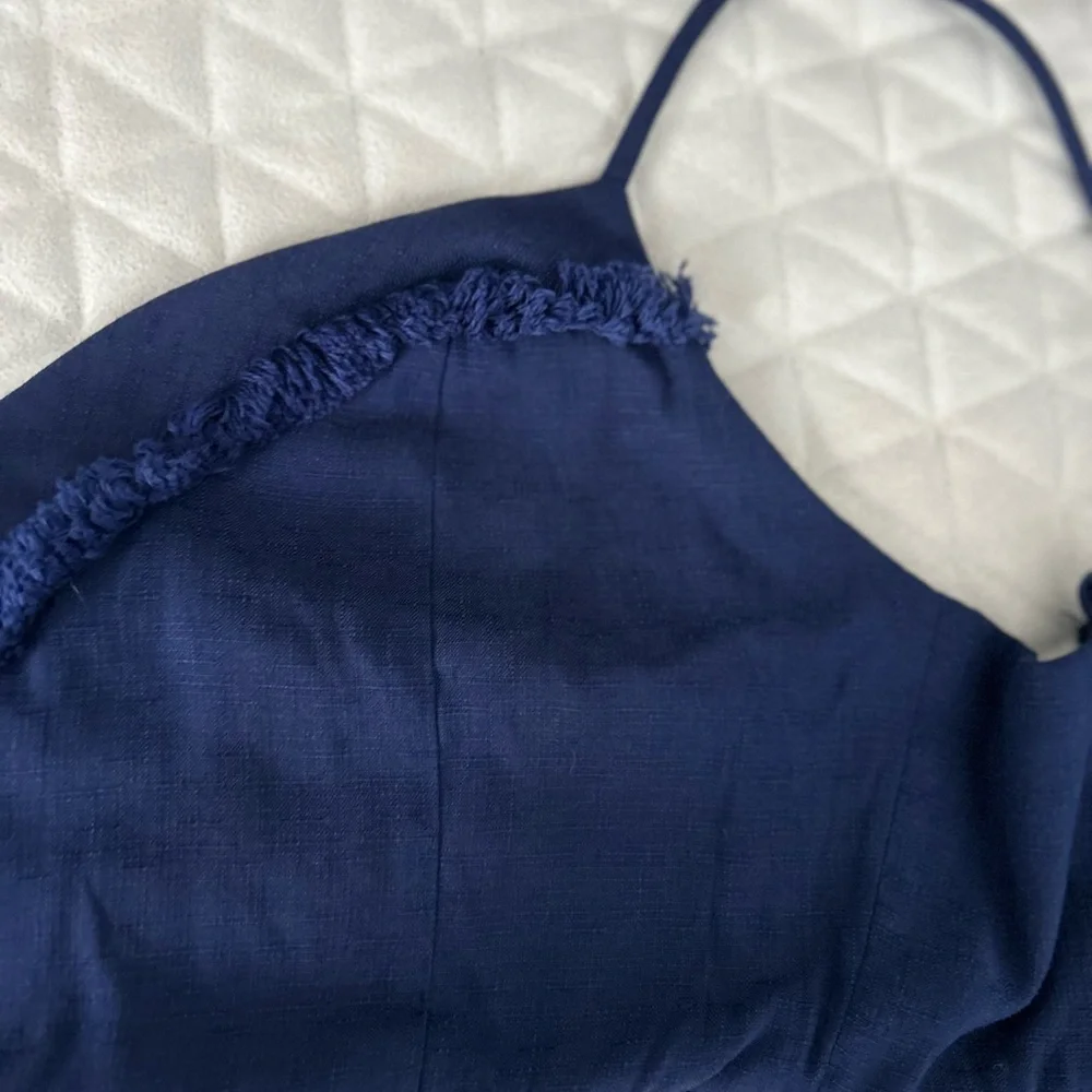 🛍️ Blue Blush Navy Bandeau with Frill Detail